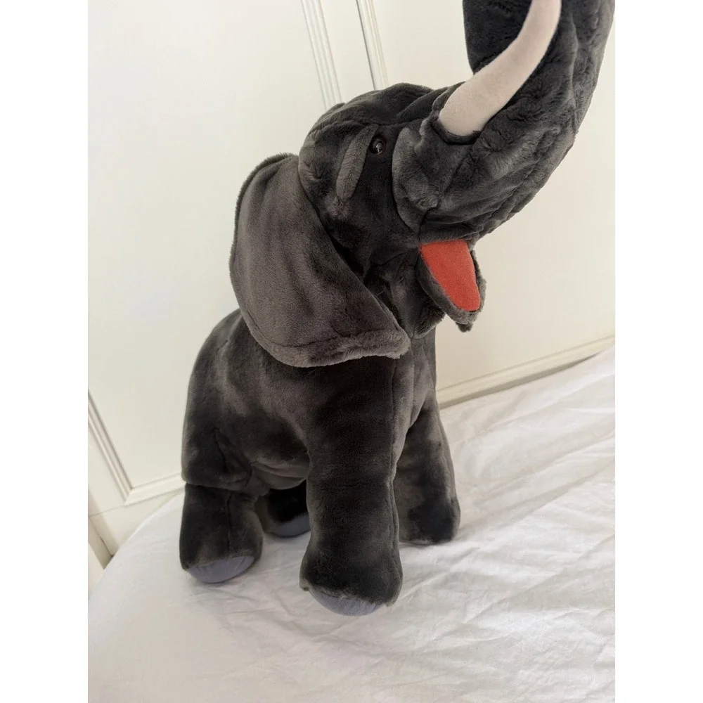 Folkmanis Plush Elephant Stuffed Animal Soft Toy Charcoal Grey Safari HandPuppet